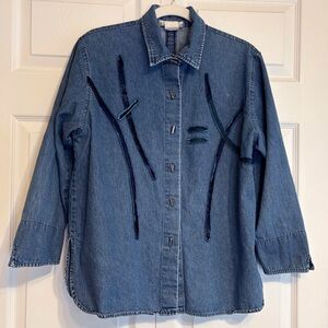 NINO WONG ARTSY ABSTRACT Denim Button-Up Shirt Medium on Tag
Vintage Y2K